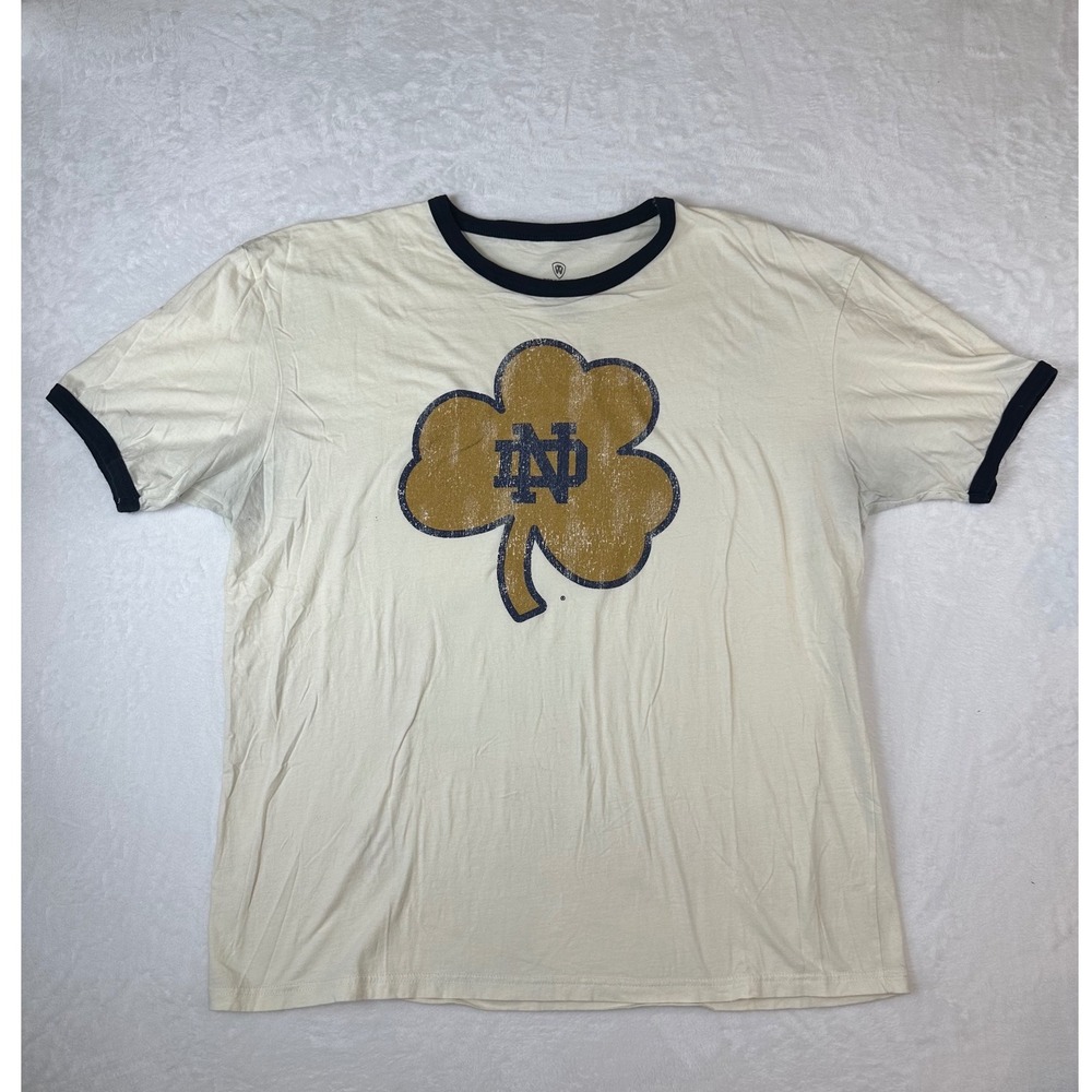Top of the World Notre Dame Fighting Irish Ringer T-Shirt Cream Navy 2XL ND